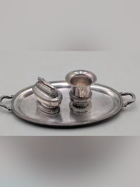 Vintage Beaded-Edge Ronson Complete Smoking Set - Silver Plated